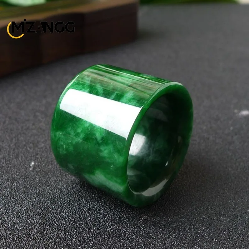 Men Accessories For Wedding - 천연 미얀마 경옥 반지, 중국 조각,