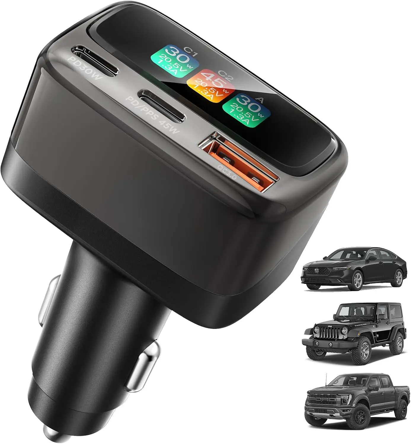 Men Accessories For Gift - 105W USB C 차량용 충전기(디지털 컬러