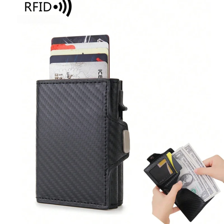 Coin Holder Men - 남성용 RFID 차단 팝업 지갑, 지퍼