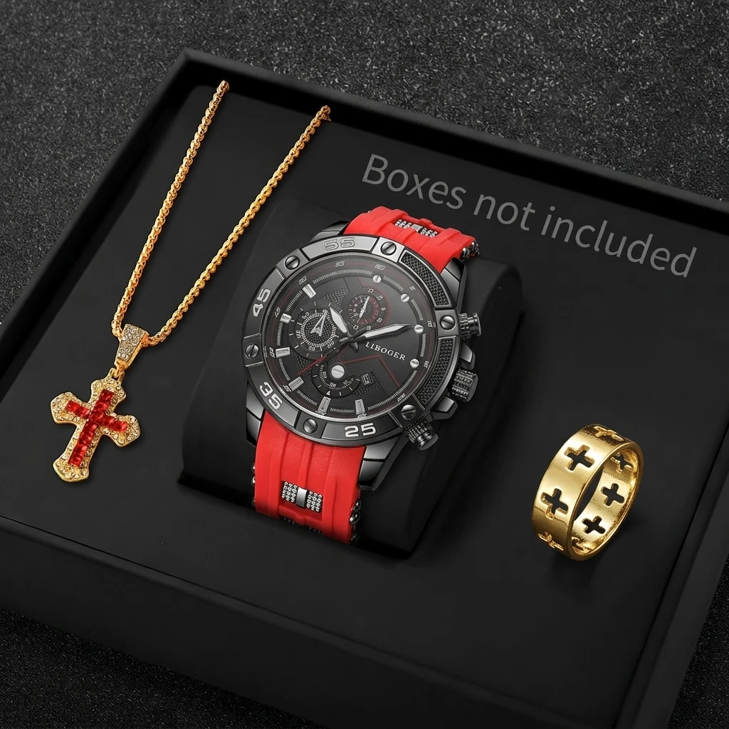 Men Accessories Gadgets - 3PCS 패션 남성 스포츠 시계 크로스