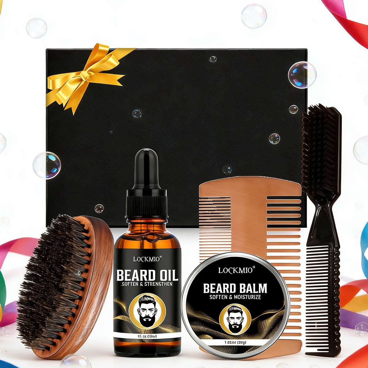 Men Accessories Kit - 록미오 남성용 수염 관리 스타일링 제품,