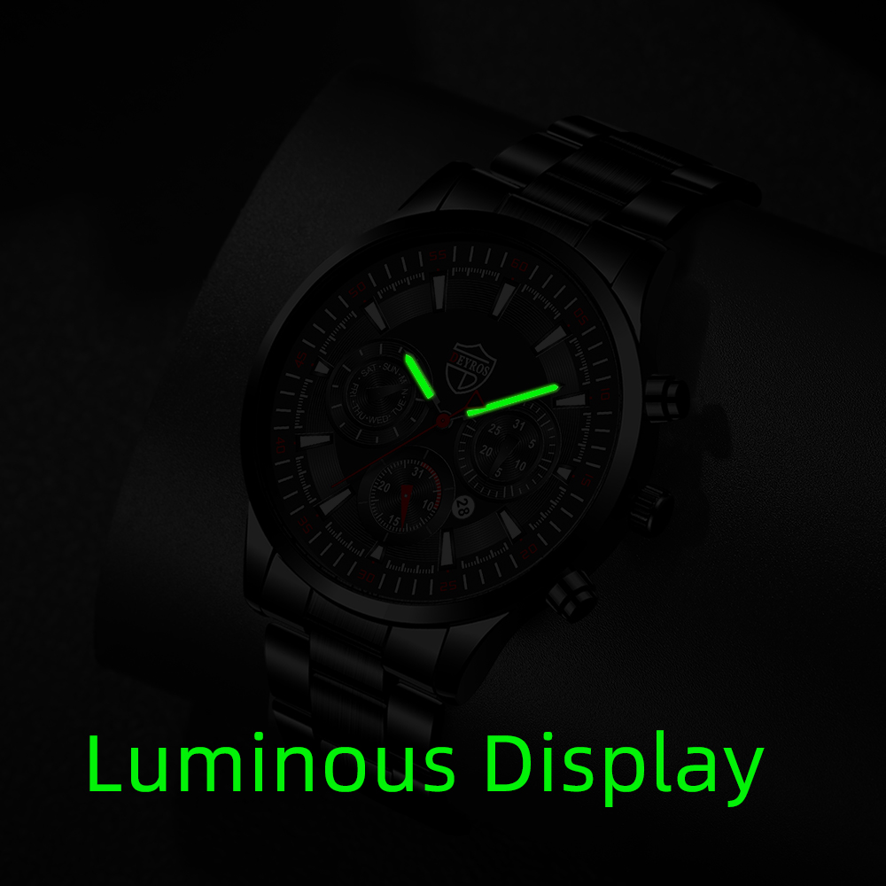 패션 남성 시계 세트 럭셔리 남성 스포츠 블랙 스테인레 - Men Accessories For Wrist 리뷰 및 가격