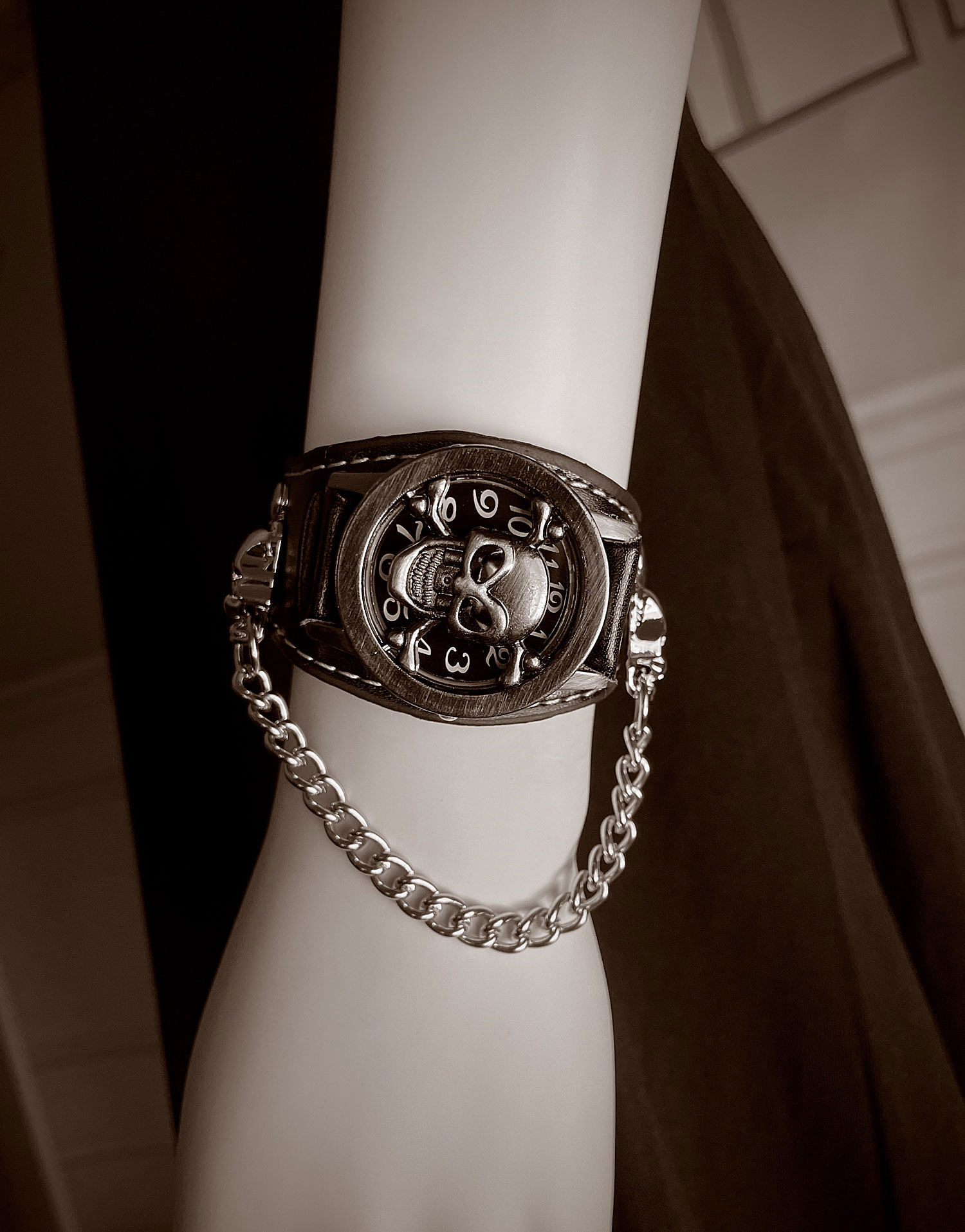 남성용 가죽 스테인레스 스틸 체인 플랩 해골 머리 시계 - Men Accessories For Wrist 리뷰 및 가격