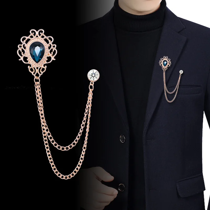 뉴 빈티지 태슬 체인 라인스톤 크리스탈 라펠 핀 - 유 - Men'S Suit Accessories 리뷰 및 가격