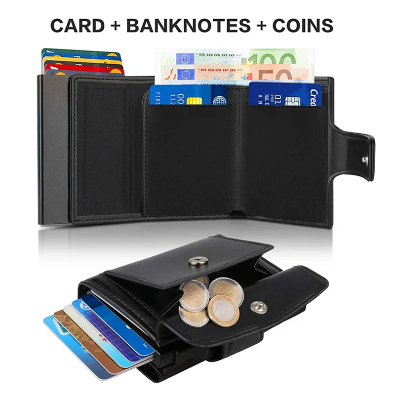 금속 명함 케이스 RFID 신용카드 홀더 블랙 트라이폴 - Coin Holder Men 리뷰 및 가격