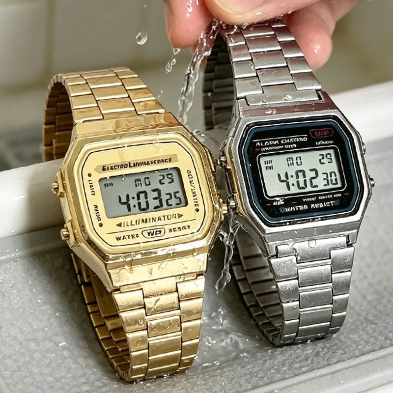 럭셔리 F91W 스틸 밴드 시계 LED 디지털 스테인레 - Men Accessories For Wrist 리뷰 및 가격