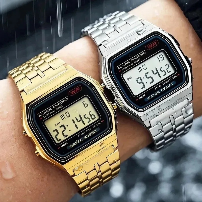 럭셔리 F91W 스틸 밴드 시계 LED 디지털 스테인레 - Men Accessories For Wrist 리뷰 및 가격