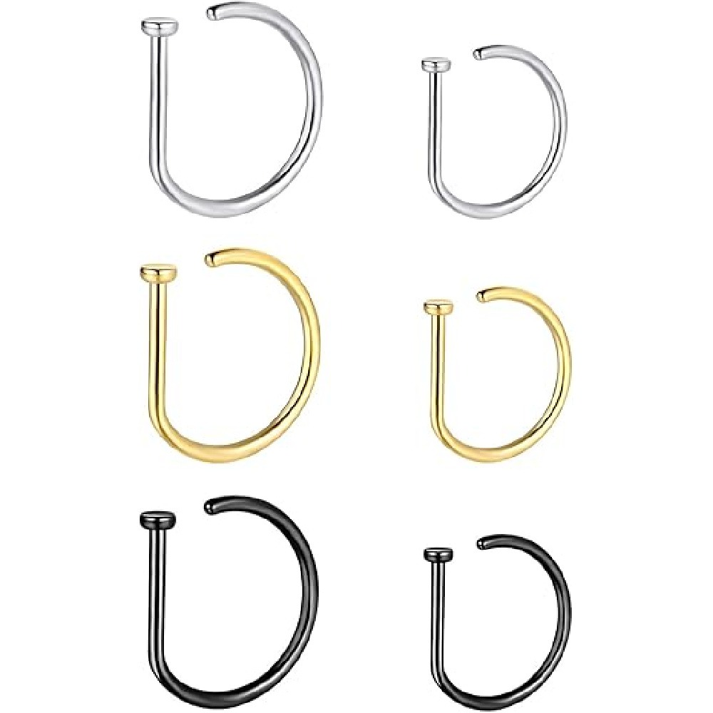 4개입 무피어싱 D형 코링, 가짜 코커프, 스테인리스  - Men Accessories Combo 리뷰 및 가격