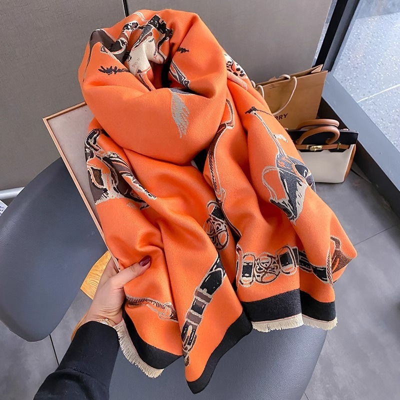 레트로 라이더 말 모양 모조 캐시미어 스카프 유니섹스  - Men Accessories For Neck 리뷰 및 가격