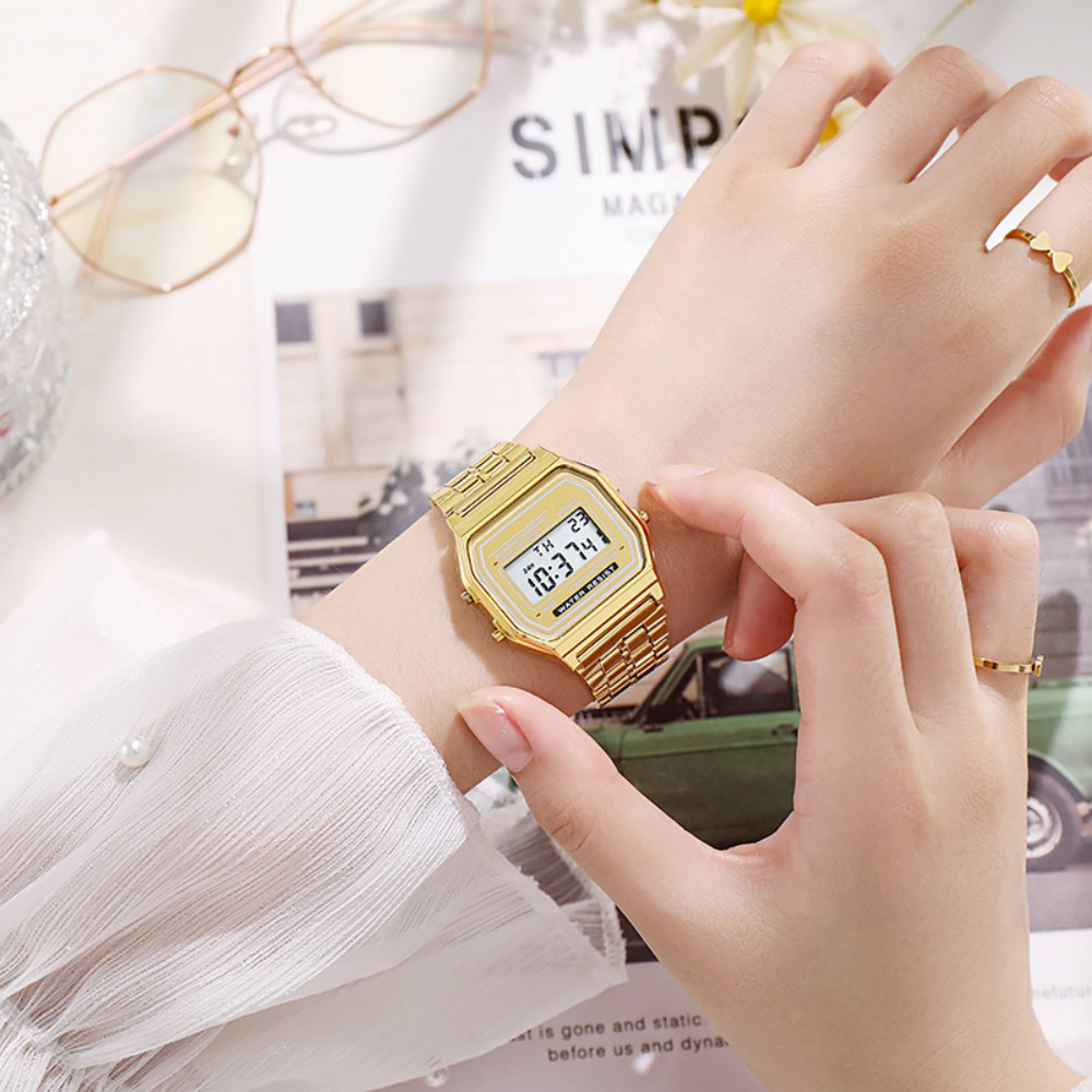여성을위한 우아한 디지털 시계 골드 실버 스테인레스 스 - Men Accessories For Wrist 리뷰 및 가격
