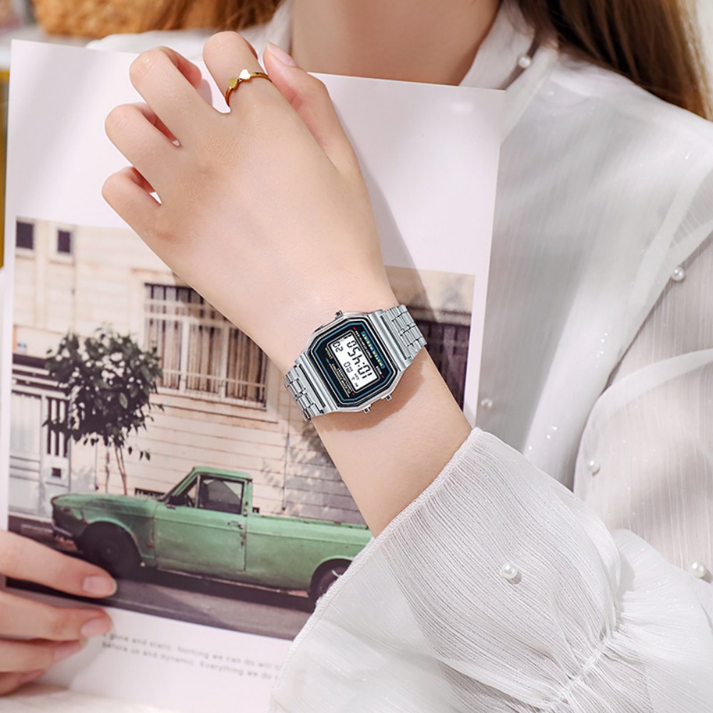여성을위한 우아한 디지털 시계 골드 실버 스테인레스 스 - Men Accessories For Wrist 리뷰 및 가격