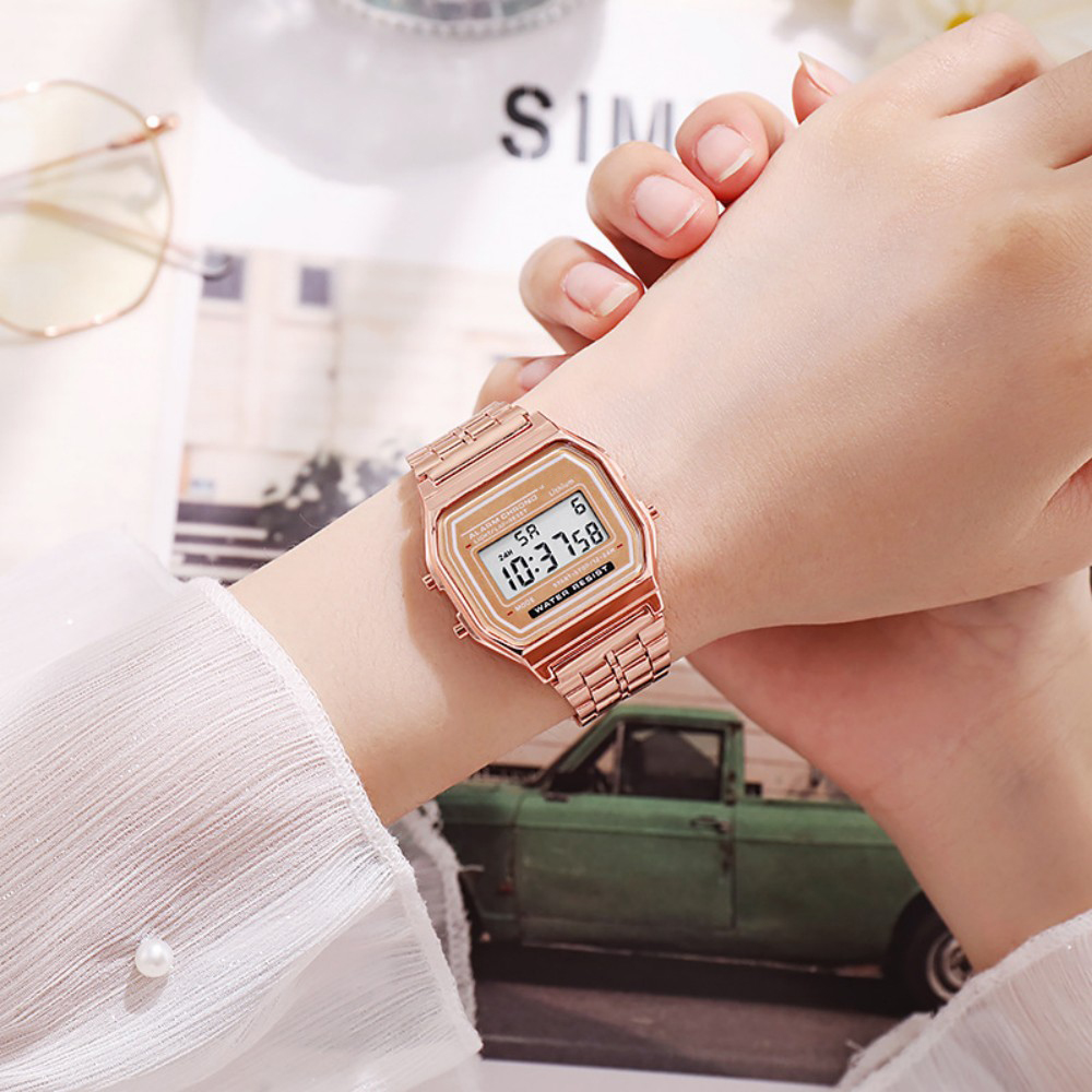 여성을위한 우아한 디지털 시계 골드 실버 스테인레스 스 - Men Accessories For Wrist 리뷰 및 가격