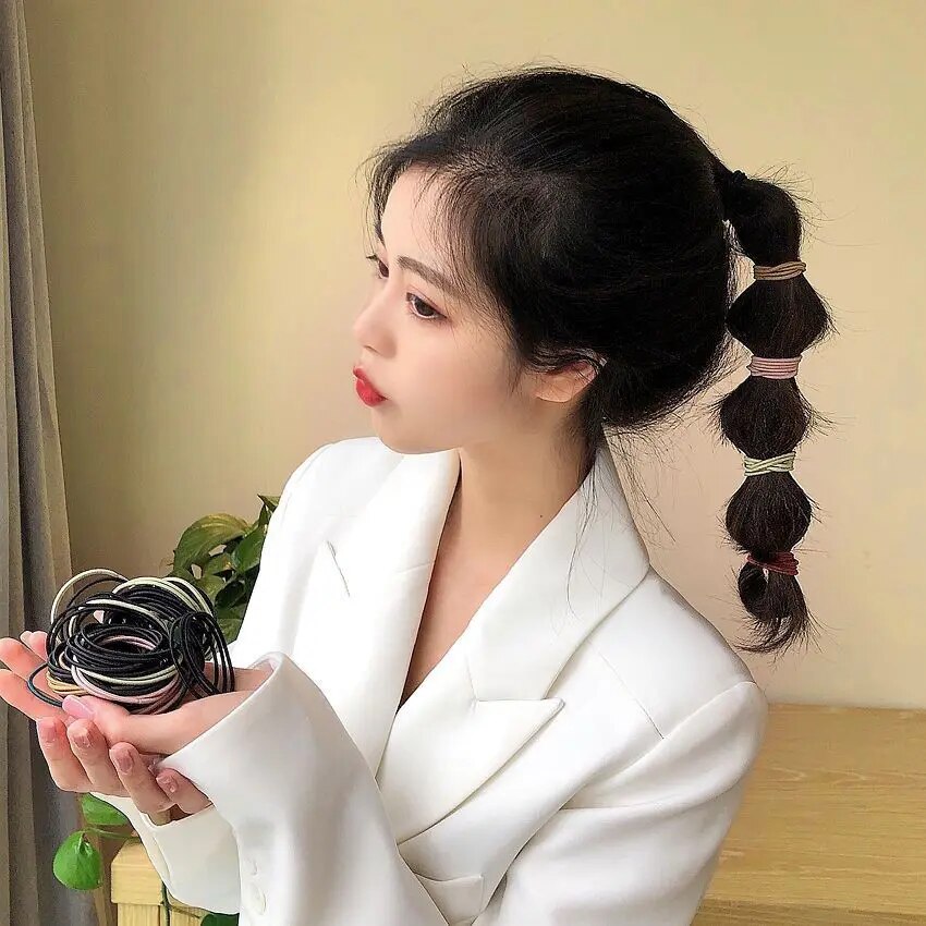 100 개/대 헤어 넥타이 여성을위한 탄성 고무 밴드  - Men Accessories Kit 리뷰 및 가격