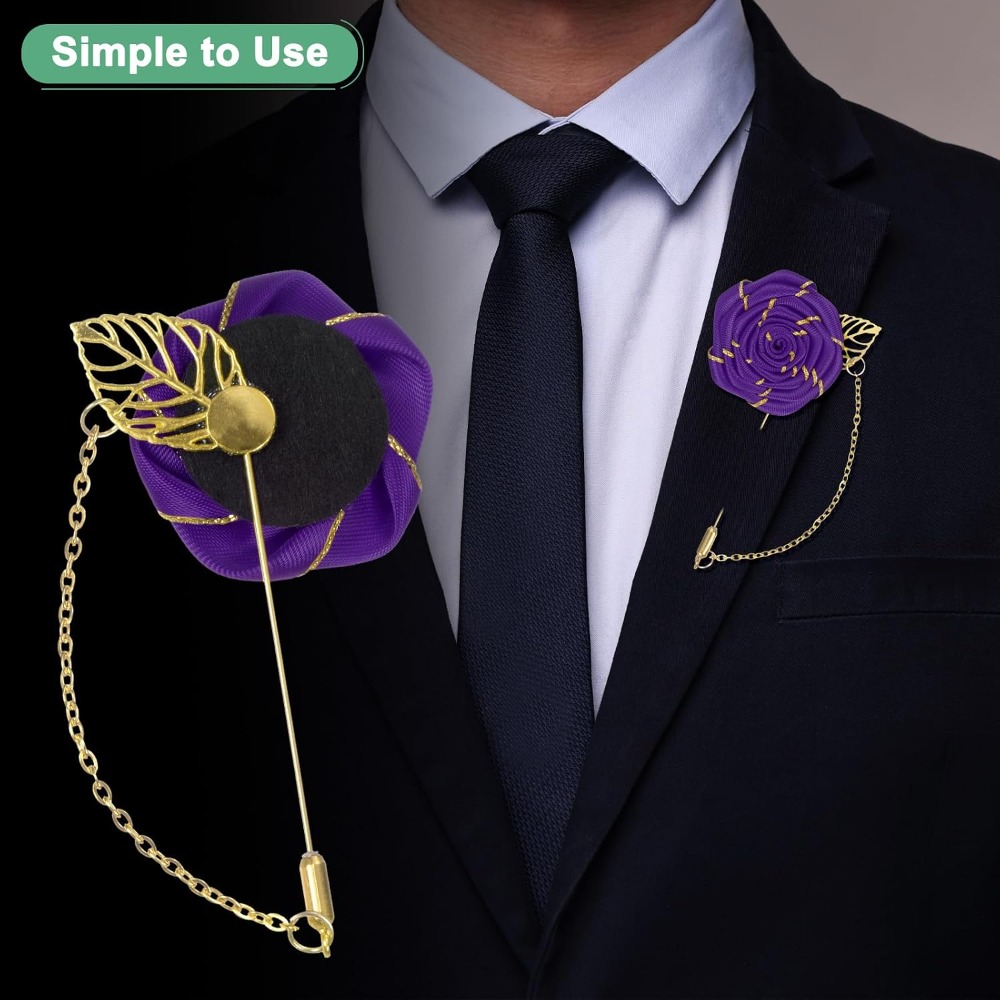 장미 브로치 핀, 금박 장미꽃 브로치, 남성용 웨딩 액 - Men Accessories For Wedding 리뷰 및 가격
